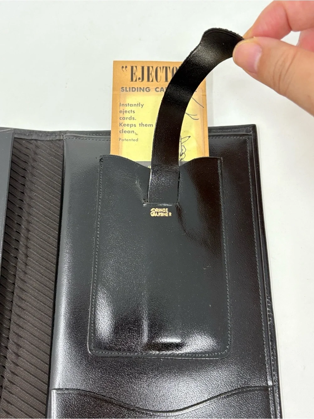New! Prince Gardner Black Leather Checkbook Pocket Wallet Card Holder 7.25x4.25”